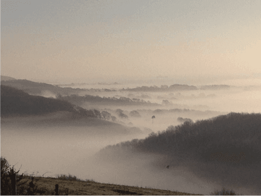 Misty mountain landscape